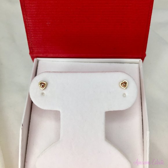Tiny Hearts Screw-Back Earrings / Posts / Studs - 14k Yellow Gold - So Sweet! - Picture 3 of 8